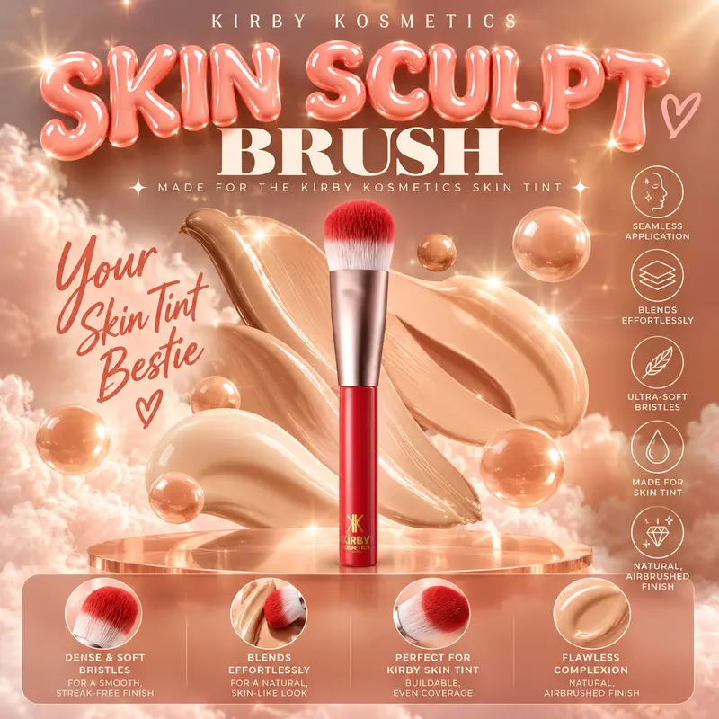 Kirby Kosmetics Sculpting Brush Perfect for every step — blends your Skin Tint like a dream, sculpts flawlessly, and leaves that glass-skin finish.