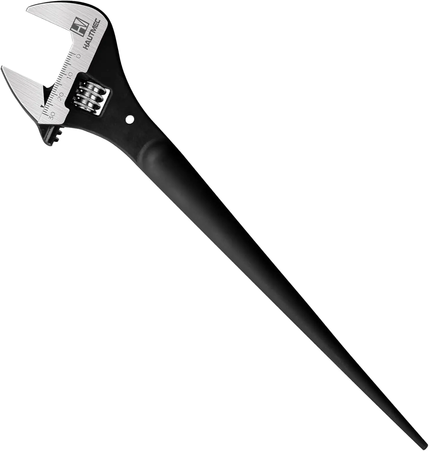 10inch Adjustable Spud Wrench, Wide Jaw Up to 1-3/16"(30mm), Adjustable Spud Wrenches with Tail Pry Bar Features, Black Oxide Finish, Forged CR-V Steel Metric & SAE Scales with Tether Hole