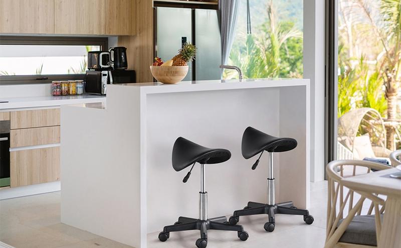 Yaheetech Rolling Saddle Chair with Wheels, Swivel Adjustable, PU Leather, Hair Stylist & Lash Tech Use, PU Leather Design Yaheetech Rolling Saddle Chair with Wheels, Swivel Adjustable, PU Leather, Hair Stylist & Lash Tech Use, PU Leather Design