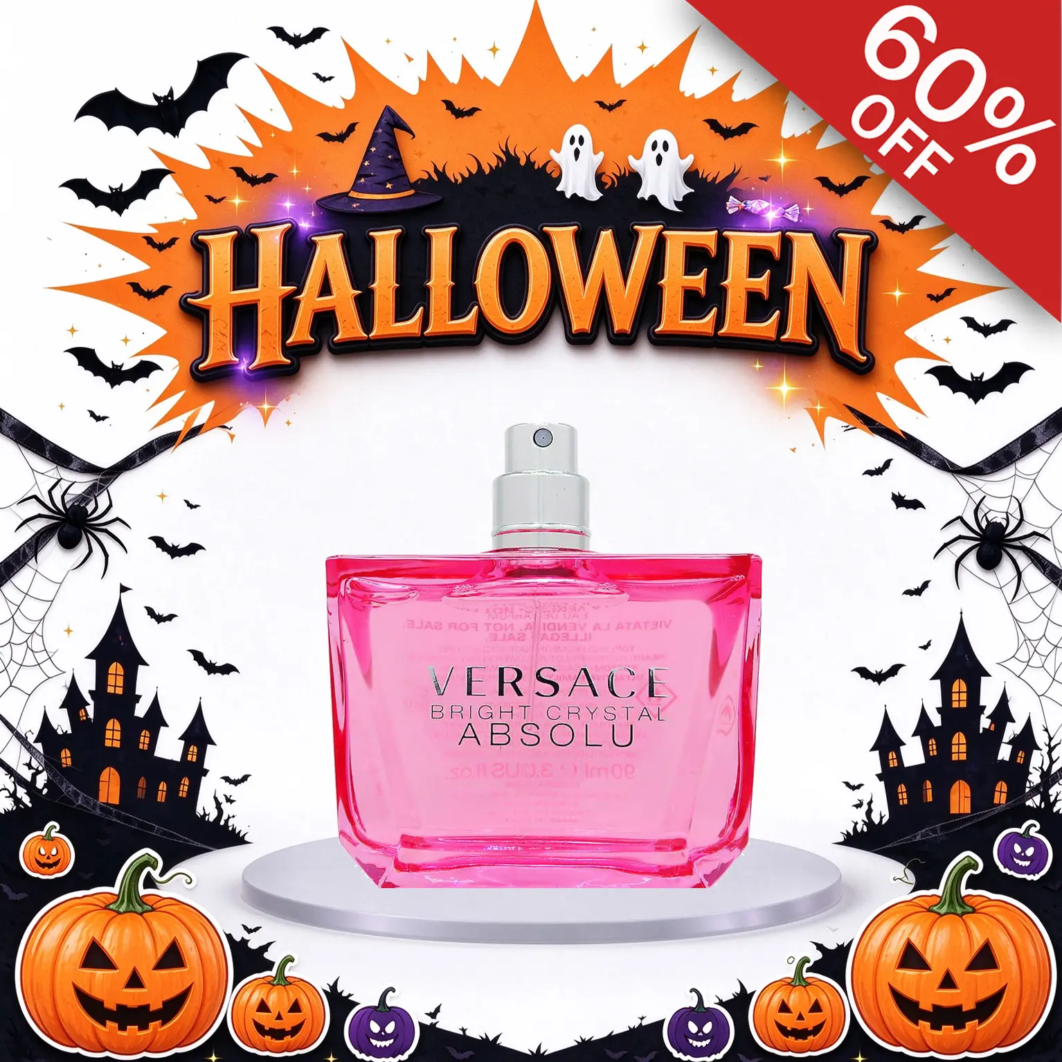 Versace Bright Crystal Absolu Women's Eau de Parfum (EDP) Tester Spray - 3.0 oz Generous Size, Luxury High-End Crystal Perfume Spray, All-Day Long-Lasting Scent, Premium Design, Elegant Daily Use