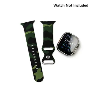 Tactical Camo Band For Apple Watch Ultra 3/2/1, Soft Silicone Sport Bracelet for Men, Simple Secure Butterfly Clip Strap for Apple Watch Series 11/10/9/8/7/6/5/4/3/2/1,Compatible with 42/44/45/46/49mm. Tactica Outdoor 【Watch Not Included】