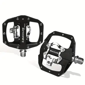 [Dual-Function Clipless Bike Pedals] BUCKLOS Dual-Function Clipless Bike Pedals - Self-Locking, SPD Compatible, Mountain & Road Bikes - Black/Red/Blue/Gray