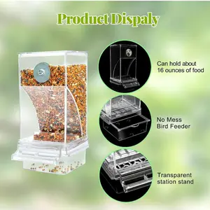 No-Mess Automatic Bird Feeder | Clear Seed Dispenser Cage Feeder for Small & Medium Birds – Parakeet, Cockatiel, Canary, Lovebird, Conure, Cockatoo