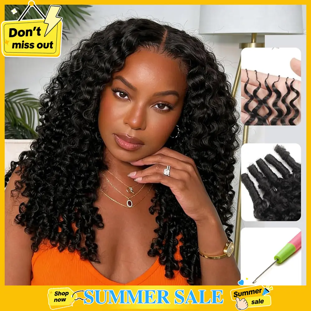 [Cheapest] Mamushow Feather Crochet Human Hair Bundles for Miracle Knots Human Hair Burmese Curly Pre-Separated 50g/Pack Reusable Invisible 100% Virgin Human Hair Crochet Extensions Natural Black #SummerWins #DealsForYouDays#tiktokshopsummersale