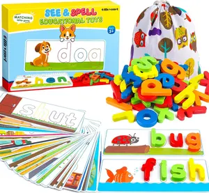 Learning Toys for 2 to 6 Years Old Boys and Girls See & Spell CVC Word Builders with Alphabet Cards for Kids Matching Letter Game for Preschool Toddler Learning Activities