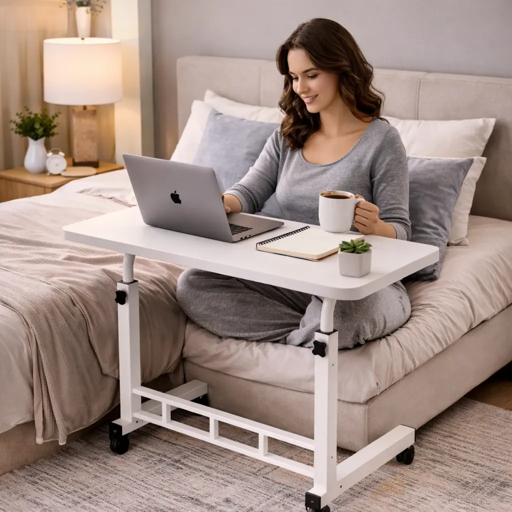 Mobile Adjustable Height Computer Desk with Wheels, Bedside Laptop Table, Sofa Side Coffee Table for Bedroom, Dormitory, Office Mobile Adjustable Height Computer Desk with Wheels, Bedside Laptop Table, Sofa Side Coffee Table for Bedroom, Dormitory, Office