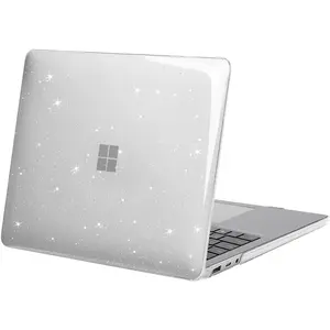 MOSISO Case Compatible with Surface Laptop 5/4/3 13.5 inch 2022 2021 2019 Release with Metal Keyboard (Models: 1951 & 1868), Protective Glitter Sparkly Plastic Hard Shell Case Cover, Transparent