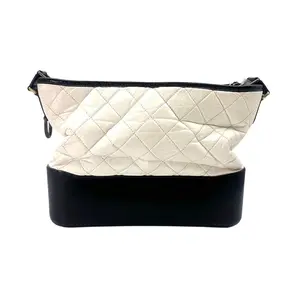Pre-owned CHANEL Calfskin Shoulder Bags Gabrielle White/Black Medium Hobo Bag(25***79) CC1506