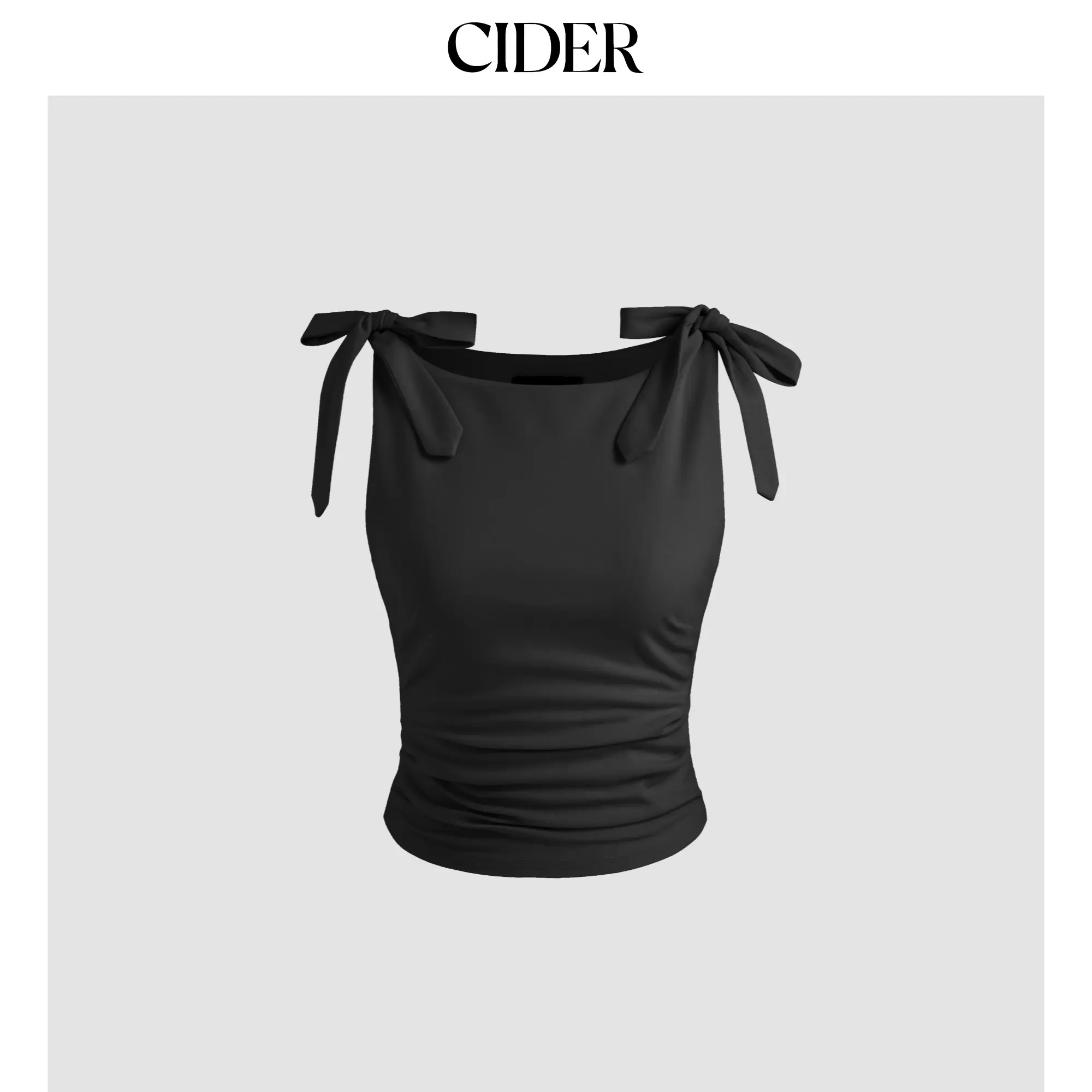 Cider [4 colors, size 0-26] Jersey Scoop Neckline Solid Bowknot Ruched Crop Tank Top