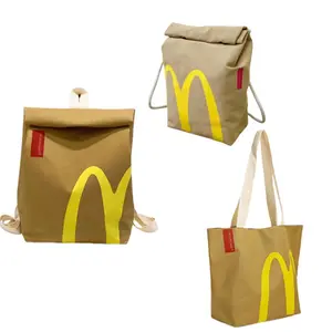 Funny Classic Paper Bag Backpack Retro Fashion Large Capacity Backpack Casual Canvas Bag Funny Gift for Women Men