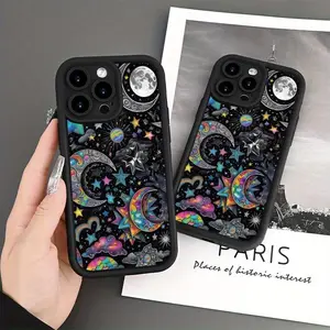 Creative Dream Moon Star Pattern-Themed Phone Case, High Quality Protective Phone Case, Suitable for iPhone 17/16/15/14/13/12/11 Pro, Plus, Pro Max, Mini, X, XS,XSMAX, XR and Other Series, Shockproof, Lightweight, TPU Material, Casing