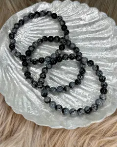 Snowflake Obsidian 6mm Sphere Bracelet