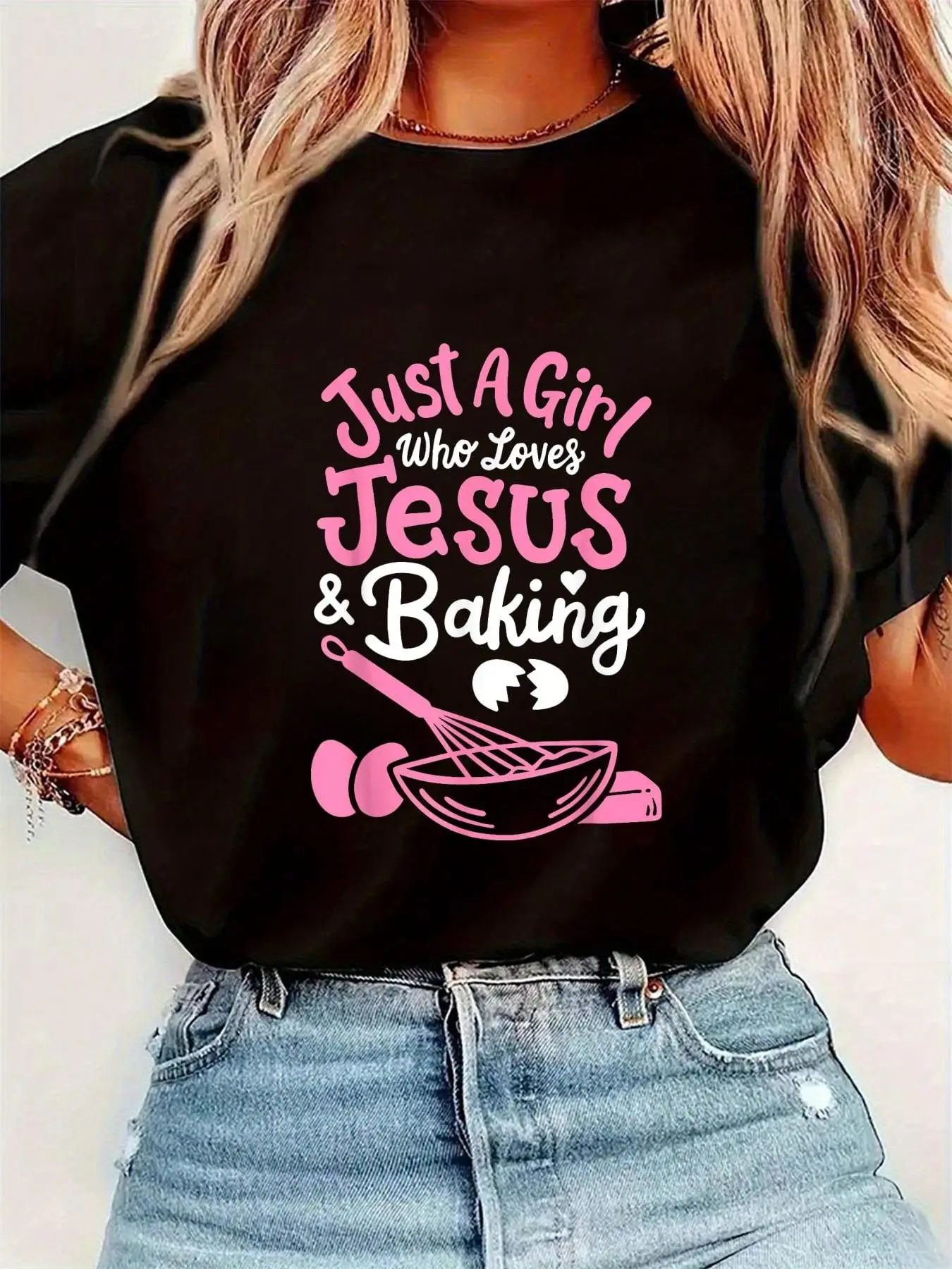Baking Baker Bakery Just A Girl Who Loves Baking T-Shirt Womens Round Neck Short Sleeve T-Shirt Fashion Graphic Tees Wom