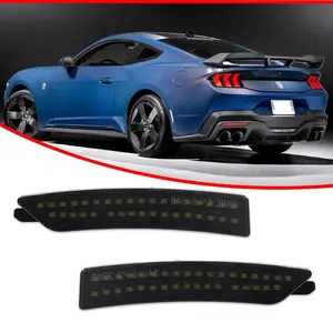 2pcs Brand new and quality Smoke Lens Full White LED Rear Side Marker lamps Lights For Ford Mustang 2024 2025