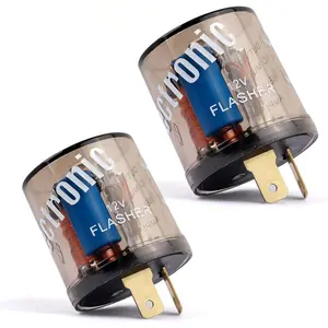 2PCS 12V Flasher Relay,Heavy Duty 2-Pin Turn Signal Relay,Two Prong Round Automotive Relay Only for Fixing Halogen Bulb Frequent Flicker of Car Motorcycle Scooter Bike Car Accessories (2PCS)