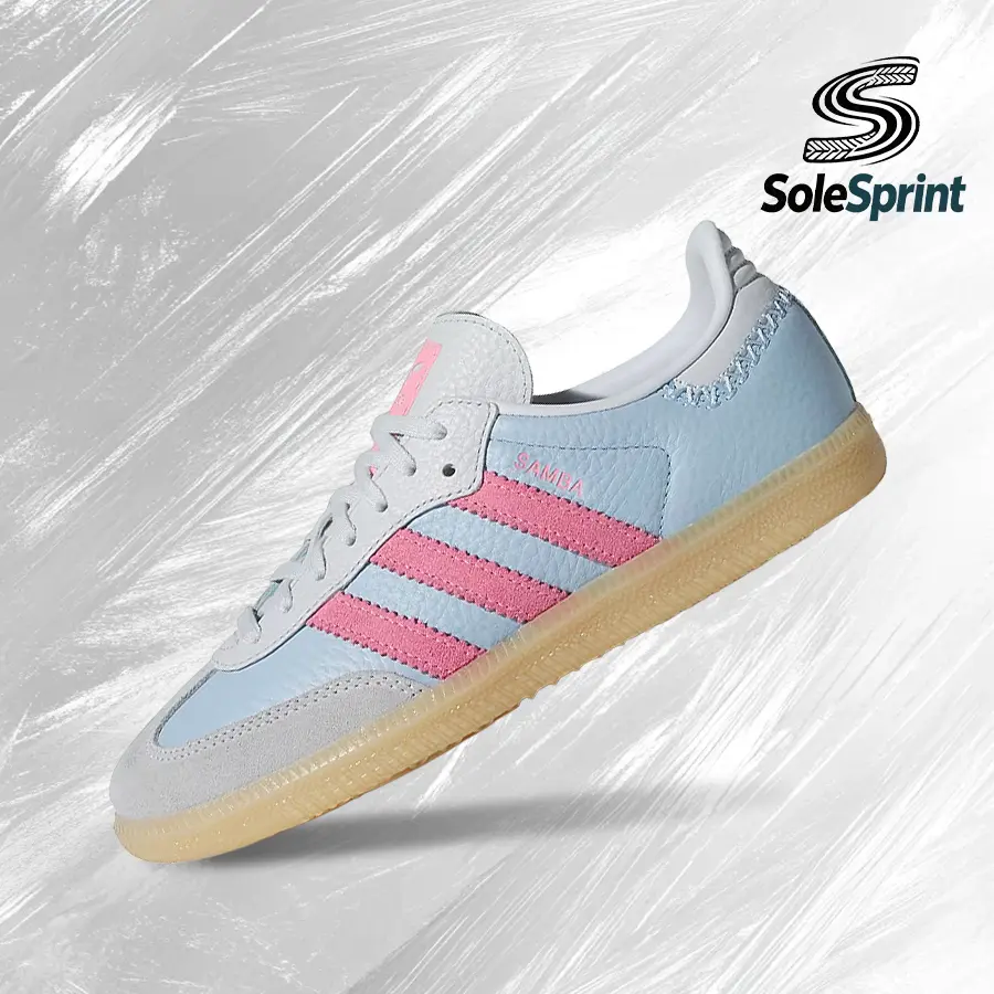 Adidas Samba OG (GS) Youth & Women's Sneakers in Blue Pink, Vintage-Inspired Low Top Shoes, Shock-Absorbent for Gym, Streetwear & Back to School, All Day Sneakers, Classic Sneakers Style