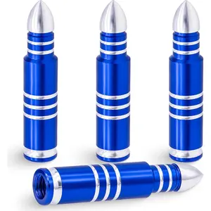 4PCS Bullet Style Long Tire Valve Caps, Corrosion Resistant Leak-Proof Tire Air Cap, Aluminum Alloy Wheel Valve Covers fits Cars, Trucks, Bikes, Motorcycles, Bicycles Tire Caps