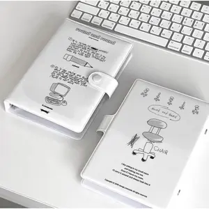 A6 PVC Photocard 6 Ring Notebook Binder Loose Leaf Personal Planner White Cover Binder with 20 Pcs 120 Pockets 3 Inch Pages