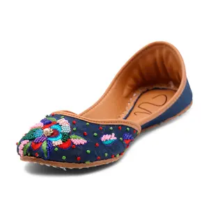 Jiya - Blue Khussa Flats