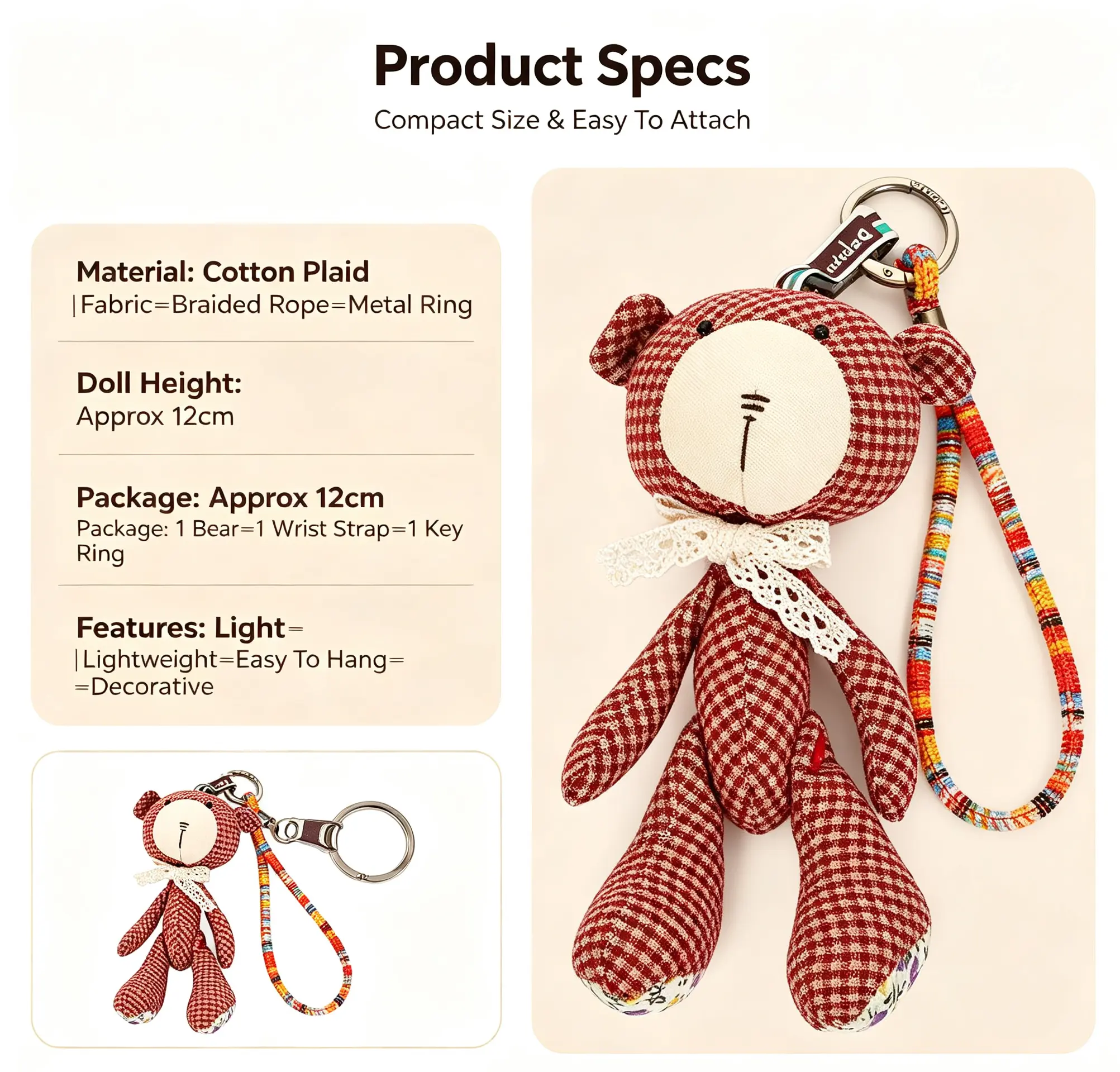 DIY Bag Accessory Set - Colorful Woven Hand Strap with Rust-Proof Metal Ring, Key Hook, Easy to Hang on Backpacks Handbags Car Keys Wallets, Prevents Loss, Ideal for Christmas Gatherings