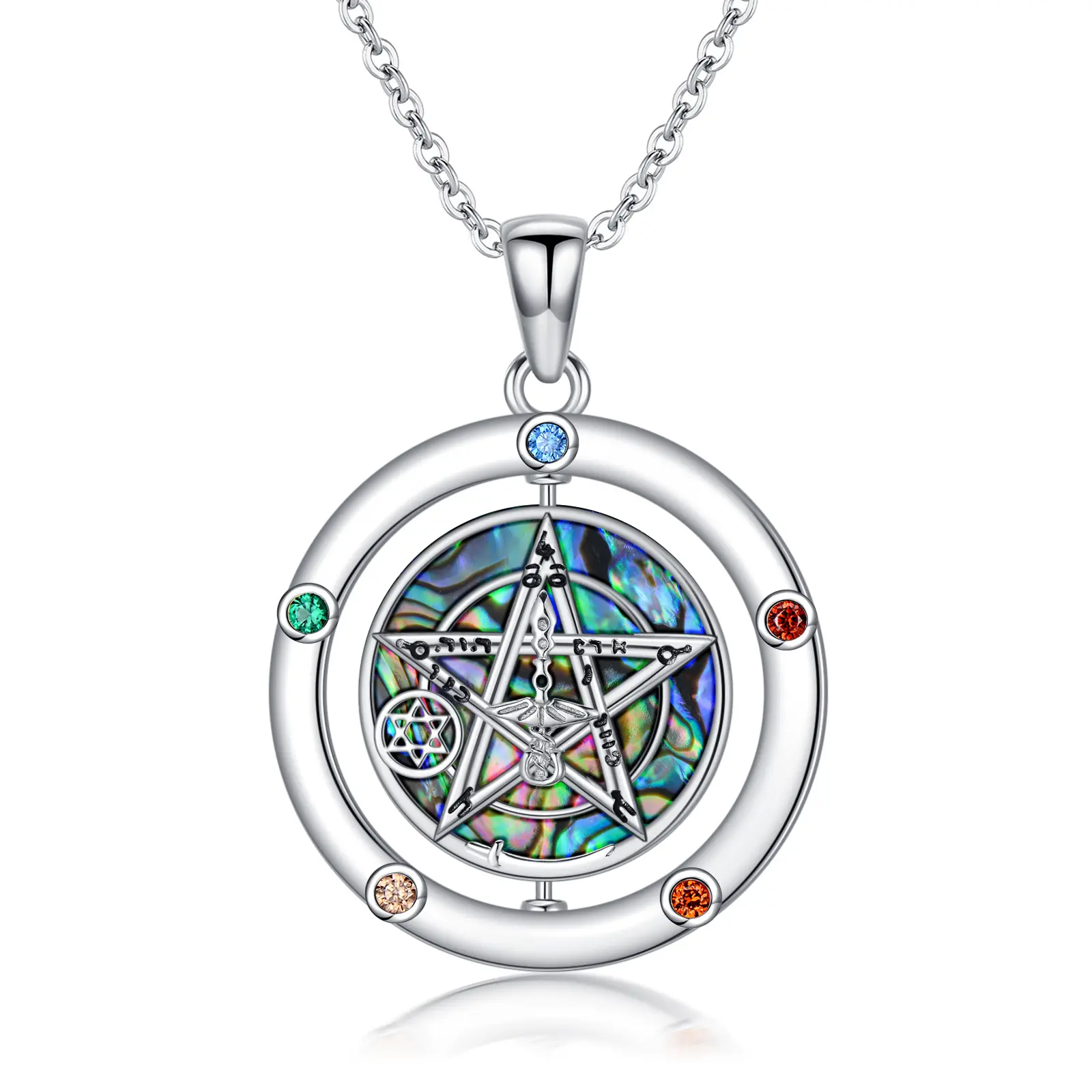 925 Sterling Silver Tetragrammaton-Pentagram Pendant Necklace, Wiccan Protective Amulet Jewelry Gift for Female, Couple, Birthday, Parents & Anniversary Gifting, Long-Term Wear