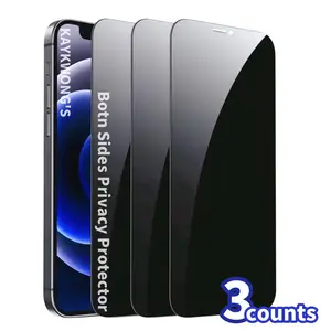 3-Pack Privacy Screen Protector for iPhone 11 12 13 14 15 16 Pro Max Plus Mini Devices, 9H Tempered Glass Full Coverage, Anti-Spy Protection