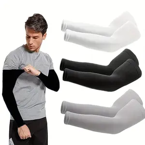 3 Pairs Sports Compression Arm Sleeves, Arm Warmers, Thumb Hole Option, Unisex Elastic Size, Ideal for Cycling, Running, Hiking, Driving