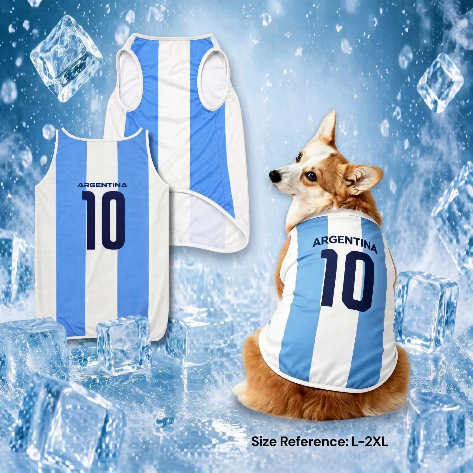 1pc Dog Argentina Style Soccer Summer Clothes, Puppy Jersey Shirt, Ideal for Outdoor Activities, Keeps Dogs Cool and Comfortable, Perfect for Hot Weather