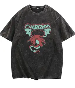 Retro Charizard Anime Japanese Mineral Wash Oversized Tee, Vintage, Graphic, Gifts, Father's Day, Birthday, Festival Rave, Husband, Christmas Menswear