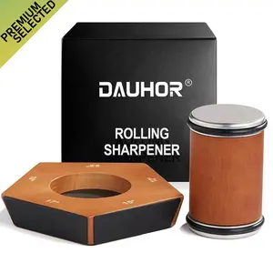 Manual Rolling Knife Sharpener Kit Kitchen Family Home Set: Premium Manual Knife Sharpener - 1 Set of Stainless Steel Knives Sharpener with Accessory Grinding Disc for Effortless Knifesharpening