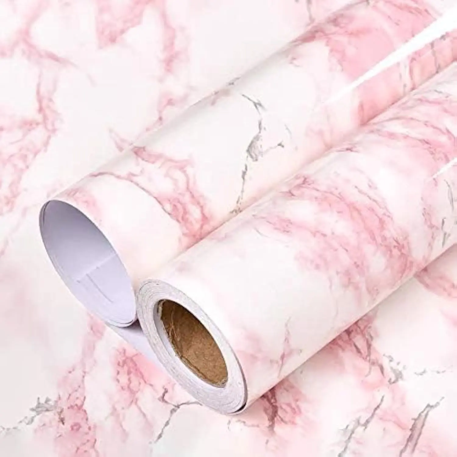 tiltil Glossy White/Pink Marble Contact Paper Granite Wallpaper 15.8"×78.7"