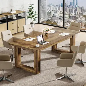 Tribesigns 5 Ft Wood Conference Table for Modern Office Meeting - Rectangular Business Furniture for Boardroom, Brown