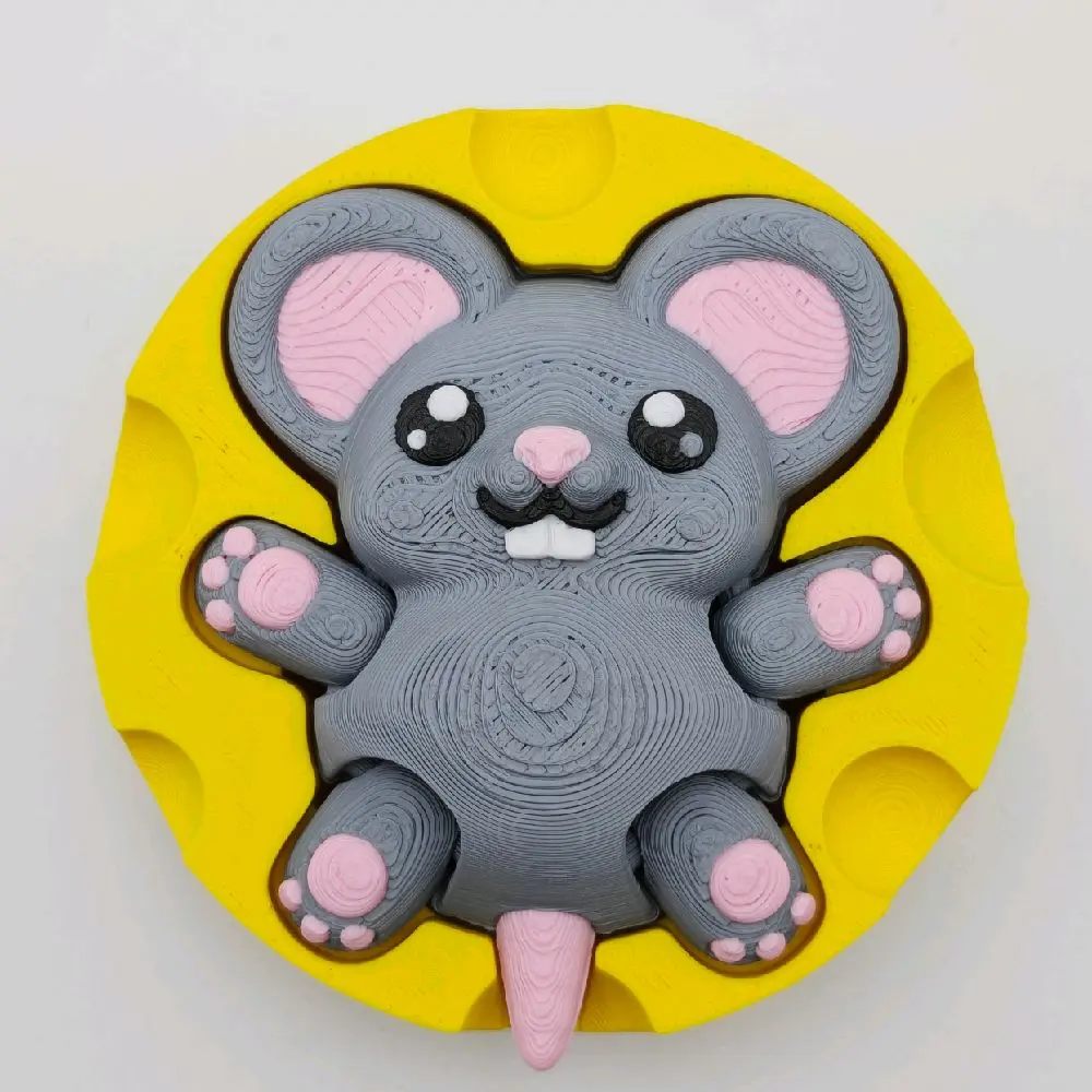 Mouse in Cheese Clicker Fidget Toy – Satisfying Sensory Desk Toy – Cute Mouse & Cheese Clicker – Stress Relief Gift for Kids & Adults