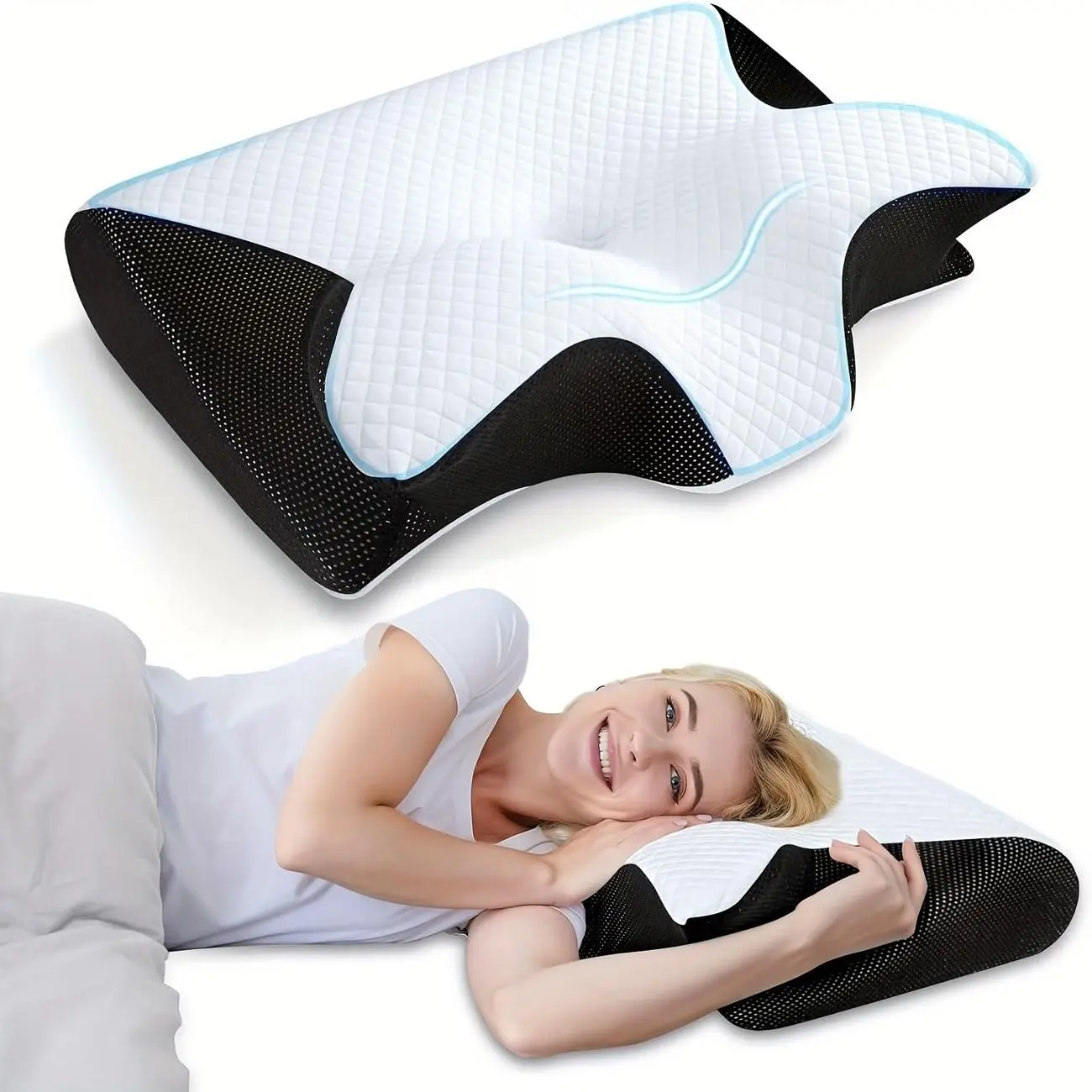 Ergonomic Cervical Pillow for Sleep, Side Sleeping Neck Pillow, Medium Feel Sponge, Ideal for Office Workers, Batch Number 66-Yz8-Sfss