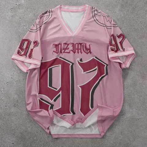 Men's Number & Letter Print V Neck Football Jersey, Casual Sports Jersey, Regular Fit Casual Breathable Short Sleeve T-shirt for Summer, Men's Top for Daily Wear, Sportswear for summer, Casual sporty top