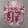Men's Number & Letter Print V Neck Football Jersey, Casual Sports Jersey, Regular Fit Casual Breathable Short Sleeve T-shirt for Summer, Men's Top for Daily Wear, Sportswear for summer, Casual sporty top
