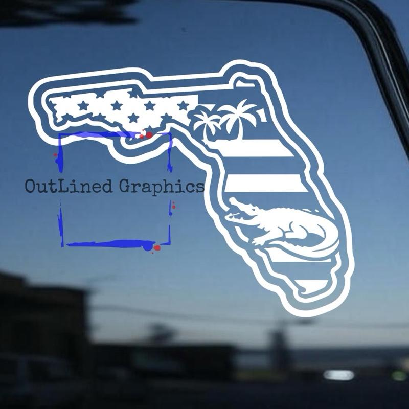 Florida inspired Gators Decal with Palm Trees- Window Decal for Truck - Chevy Truck Decal - Rear truck window - Ford decal - Dodge Decal- Florida Decal-Multiple Colors- Gift for Him - Gift for Her - Decals for trucks
