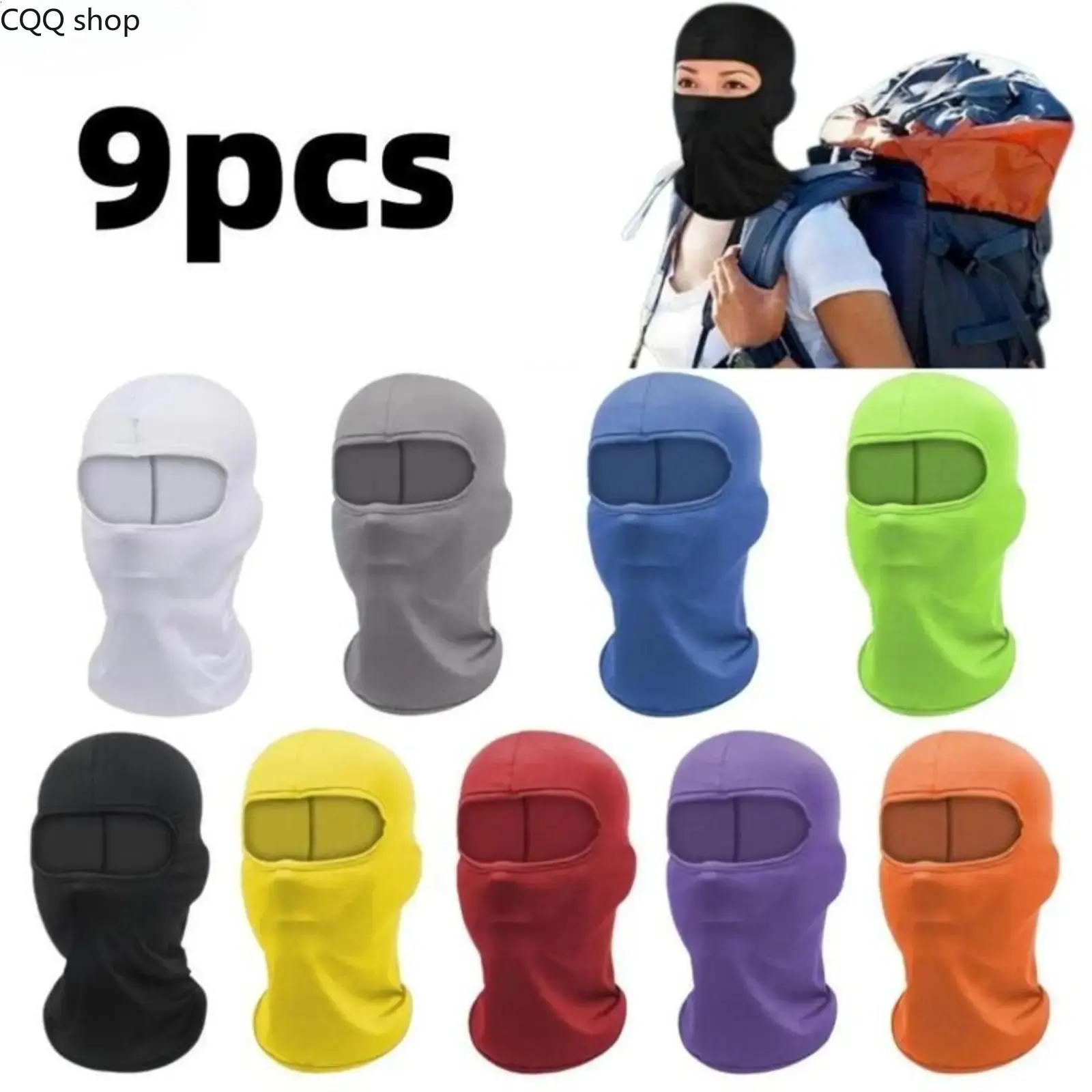 6/9-Piece 15.7in Sun Protection Face Mask - Windproof Neck Gaiter, UV-Protective Full Face Covering, Motorcycle Helmet Liner for Outdoor Sports, Makeup Use