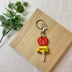 School Bus Silicone Mini Keychain / Teacher Bus Mini Keychain / Book bag Keychain / Teacher Mini Keychain / Zipper pull / Bag keychain