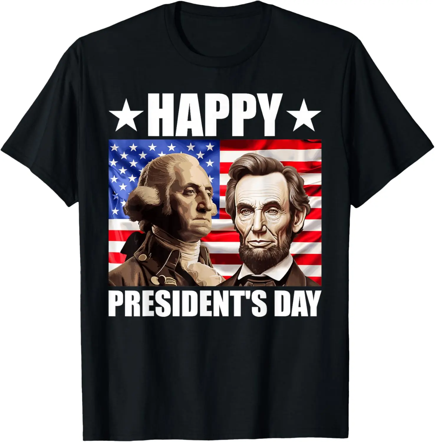 Retro Washington Lincoln American Flag Happy President's Day T-Shirt Pure Cotton Graphic Tees Menswear Top: Gifts for Men & Women