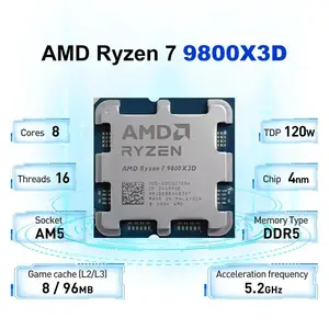 Ryzen 7 9800x3d Processor, 8 Cores/16 Threads, Unlocked Zen 5 Architecture, 5.2 Ghz Boost Clock, Compatible with Am5 Socket