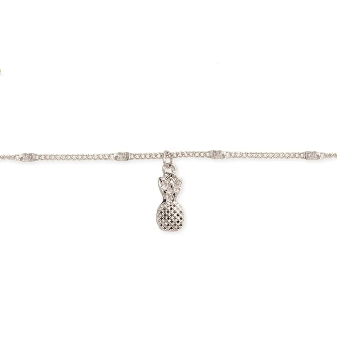 Zad Jewelry Women's Silver Pineapple Charm Anklet - Comfortable Secure Chain Jewelry for Everyday Wear, Special Occasions, Most Ankle Sizes