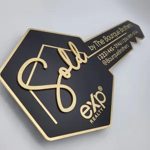 Hexagon Key with Gold Outline