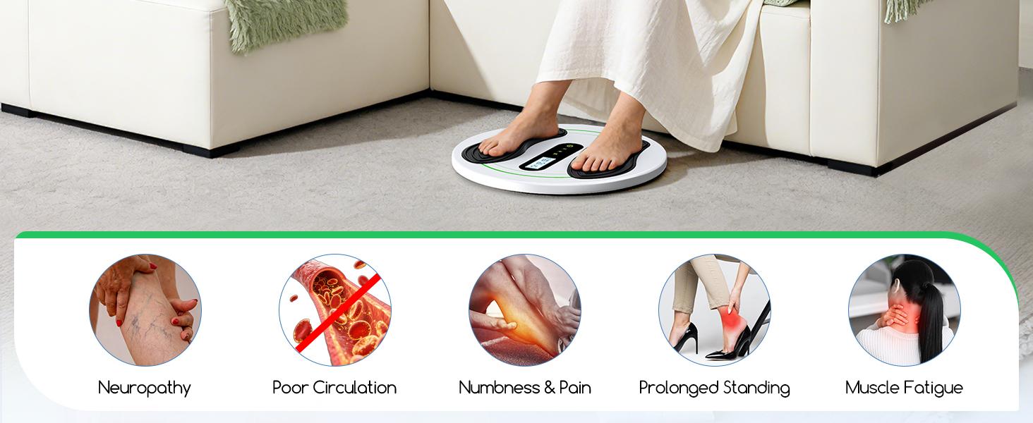 Transcutaneous Electrical Nerve Stimulator, EMS Foot Massager for Neuropathy, EMS Foot Stimulator with 10 Modes 20 Intensities, Electric Foot Massager with 4 TENS Unit Muscle Stimulator Pads