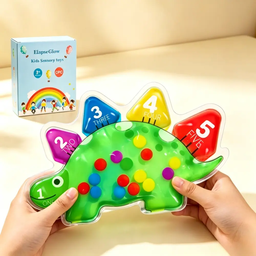 Dinosaur Number Pop Fidget Sensory Toy - Colorful Bubble Game, Relaxing Indoor Stress Relief Hand Toy for Parents, Children, Classroom, Party Use with Color Recognition Benefit