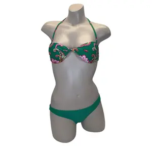 Recco Brazilian Green Floral Bikini Set with Colorful Floral Design and Straps