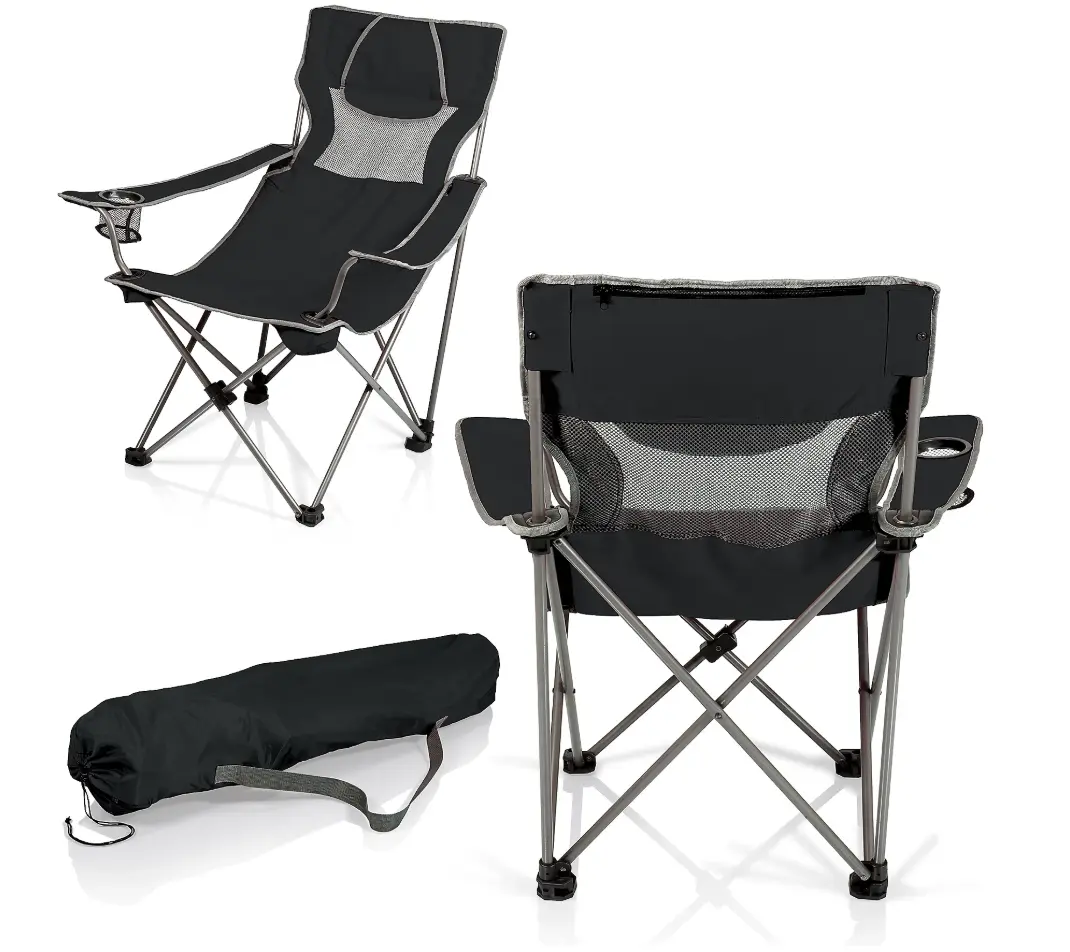 Campsite Camp Chair Portable with Comfortable Padding Zippered Pocket Drink Holder & Carrying Bag Supports 300 lbs