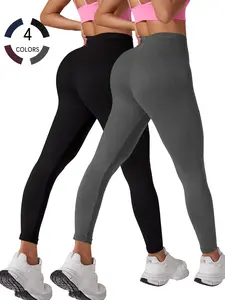 Women's 2 Pack Super Soft Leggings, High Stretch Tummy Control No-See-Through Workout Yoga Running Pants, Comfortable & Stylish, Solid Sports Leggings, Yoga Wear