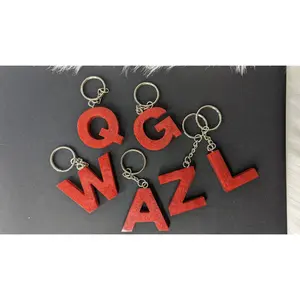 Dark Red Letter Keychain