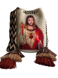 Handmade Jesus Christ Bag Decorated with Crystals Exclusive Zafira Complements Design L